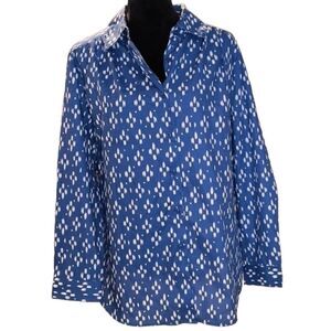 Roaman's L Blue 3/4 Sleeve Button Down Shirt